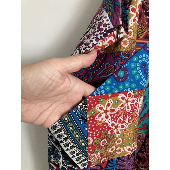 NEW Himosyber Patchwork Print Overalls Lightweight XL Women Boho Hippie Festival - Picture 12 of 16
